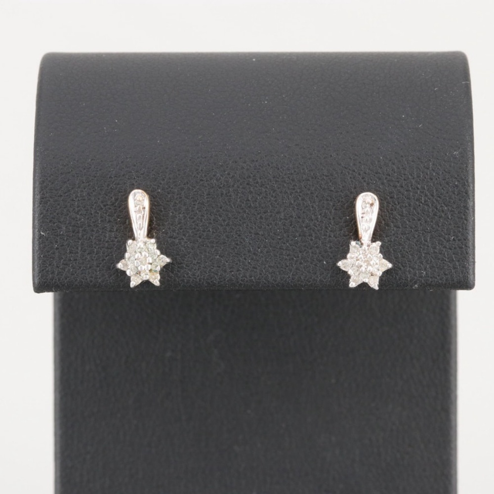 10k white & yellow gold diamond earrings